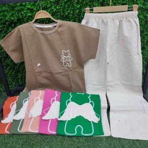 تیشرت شلوار لینن دخترانه