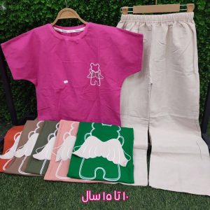 تیشرت شلوار لینن دخترانه