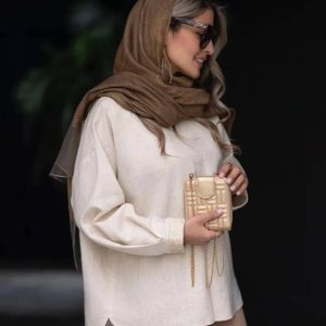 مانتو لینن آستین نواردار