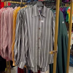 مانتو راه راه جلودکمه