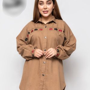 مانتو کتان جلوگلدوزی