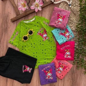 تیشرت شلوار بگ کرومی خالدار
